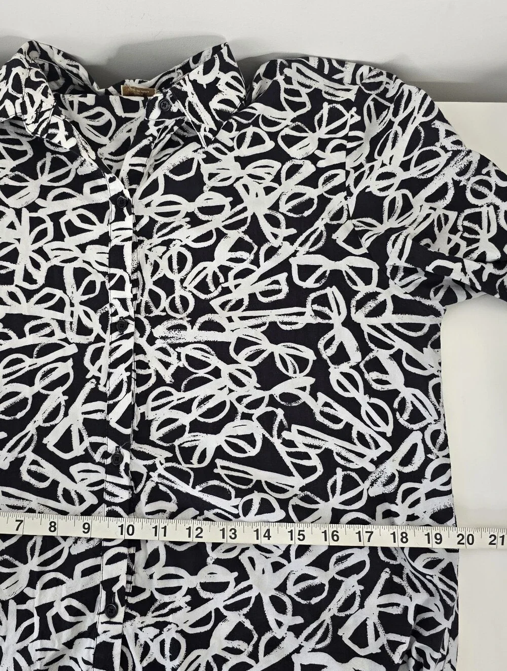 Kate Spade New York Glasses Print Long Sleeve Sleepshirt Dress M Button Front